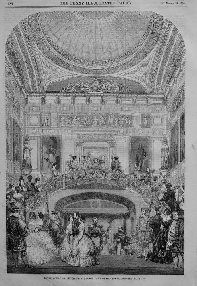 Royal Court at Buckingham Palace : The Grand Staircase.  1866.