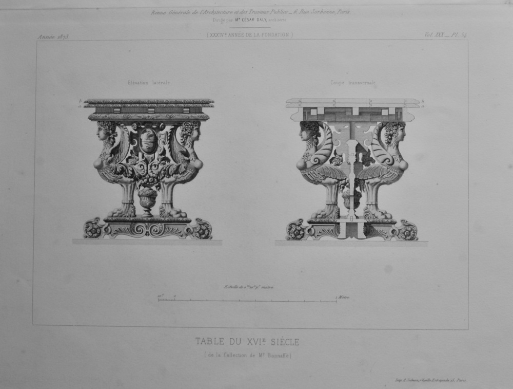 Table Du XVIe  Siècle, (de la Collection de Mr. Bonnaffe).  1873.