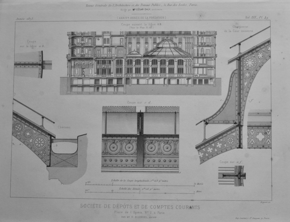 Societe De Depots et de Comptes Courants, Place d L'Opera, No. 2, a Paris.  (Details) 1873.