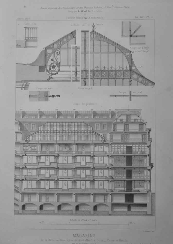 Magasins, de la Belle Jardiniere, rue du Pont-Neuf, a Paris__Coupe et Details.  1873.