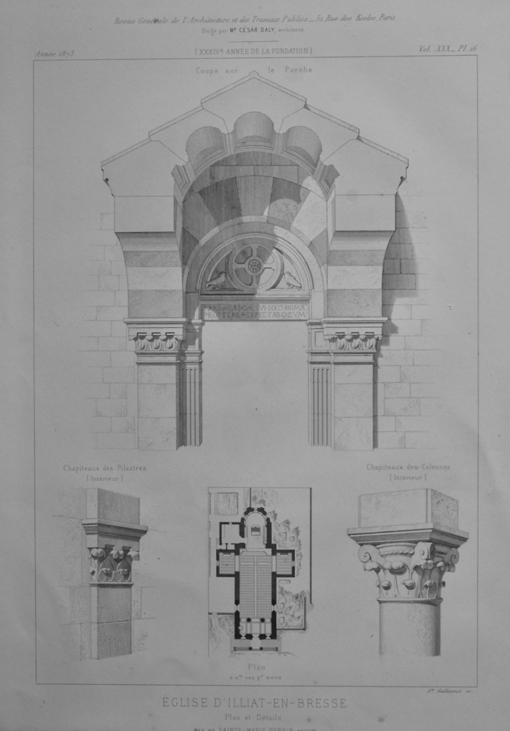 Eglise D'Illiat-En-Bresse.  Plan et Details.  1873.
