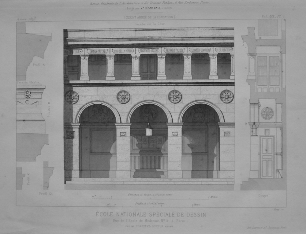 Ecole Nationale Spéciale De Dessin. Rue de L'Ecole de Médecine, No. 5, a Paris.  1873.