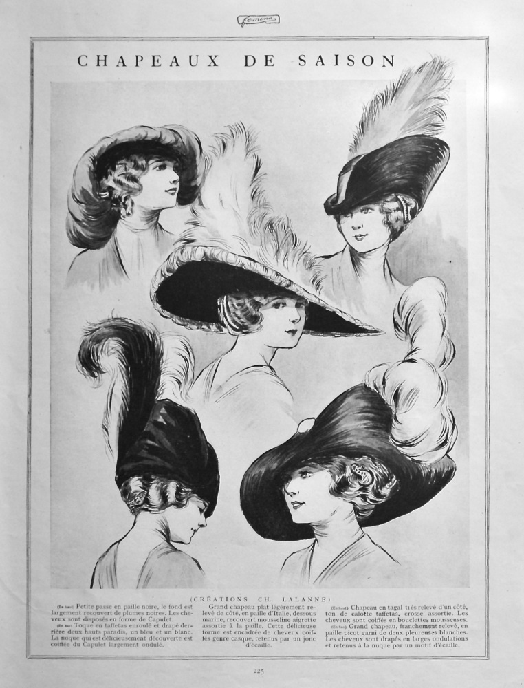 Chapeaux De Saison.  (Seasonal Hats) 1912.