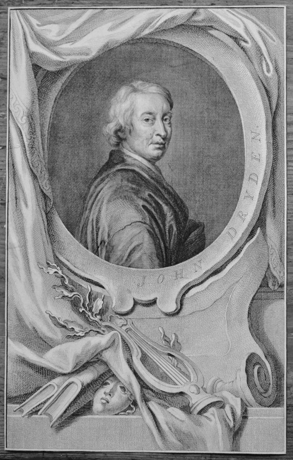 John Dryden.  (Copper Portrait Engraving).
