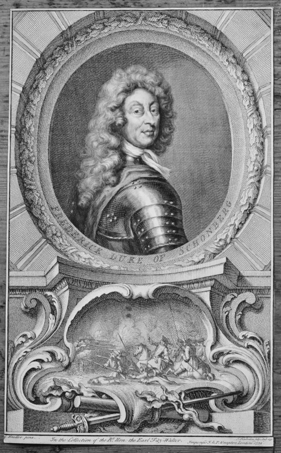 Frederick Duke of Schonberg.  (Copper Portrait Engraving)
