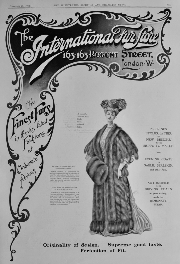 The International Fur Store. 163-165  Regent Street, London W.  1904.