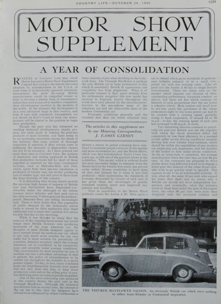 Motor Show Supplement - 1950