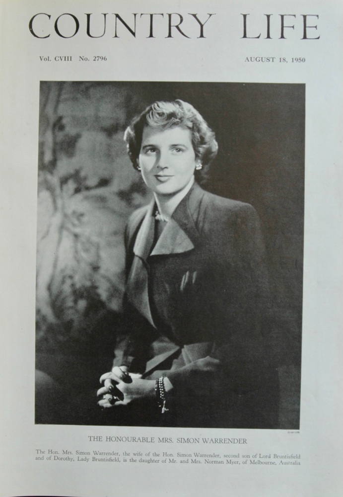 The Honourable Mrs Simon Warrender. 1950.