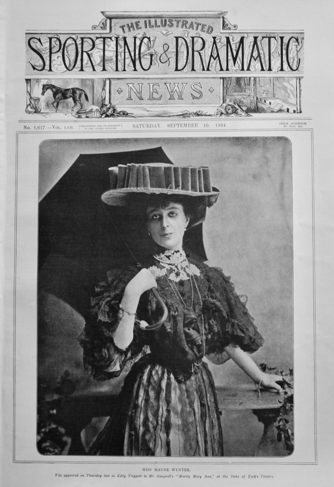 Miss Maude Winter, who appeared on Thursday last as Kitty Trippett in Mr. Zangwill's "Merely Mary Ann," at the Duke of York's Theatre.  1904.