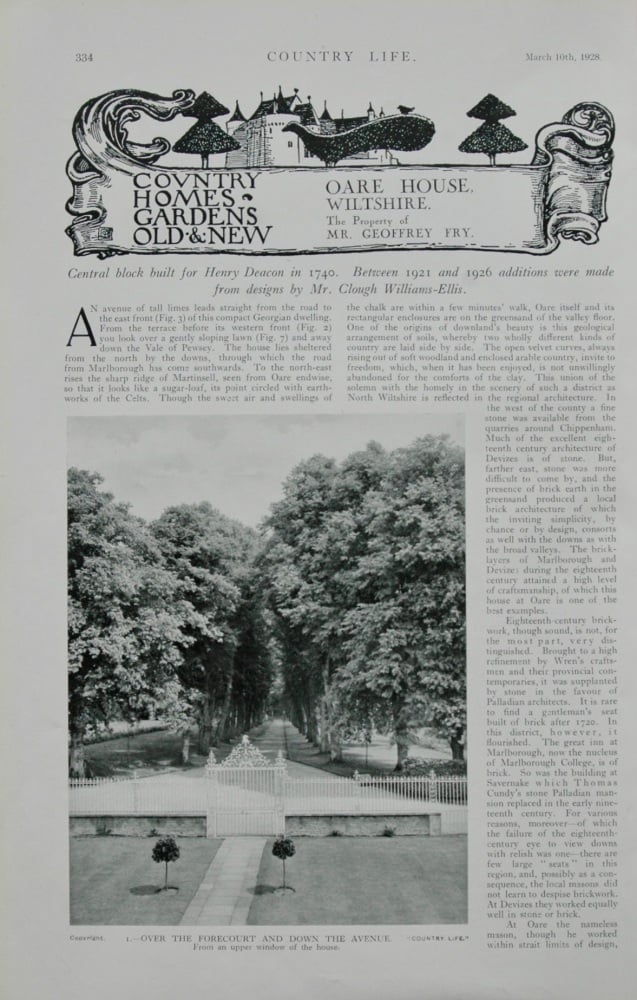 Oare House, Wiltshire. Property of Mr. Geoffrey Fry.   1928.