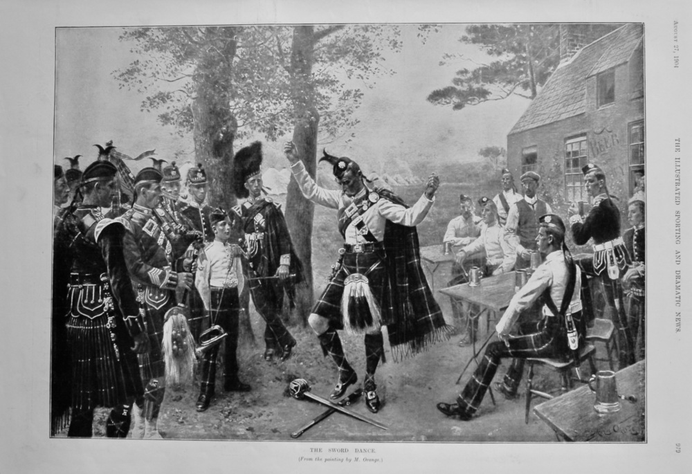 The Sword Dance. (From the painting by M. Orange.)  1904.