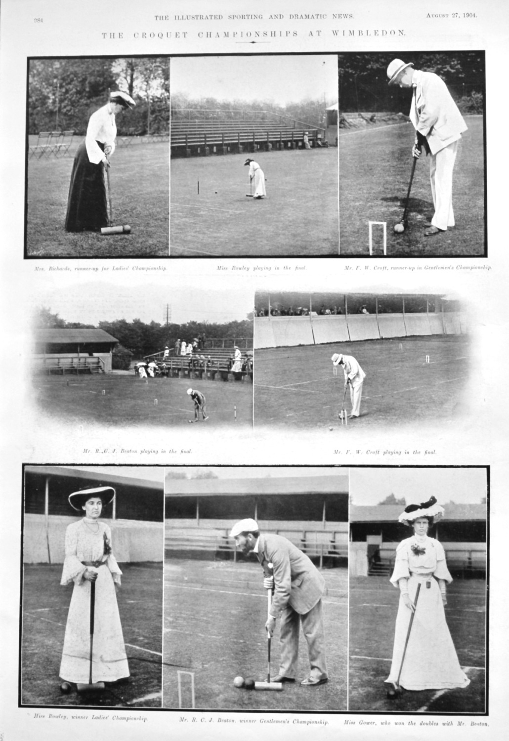The Croquet Championships at Wimbledon.  1904.