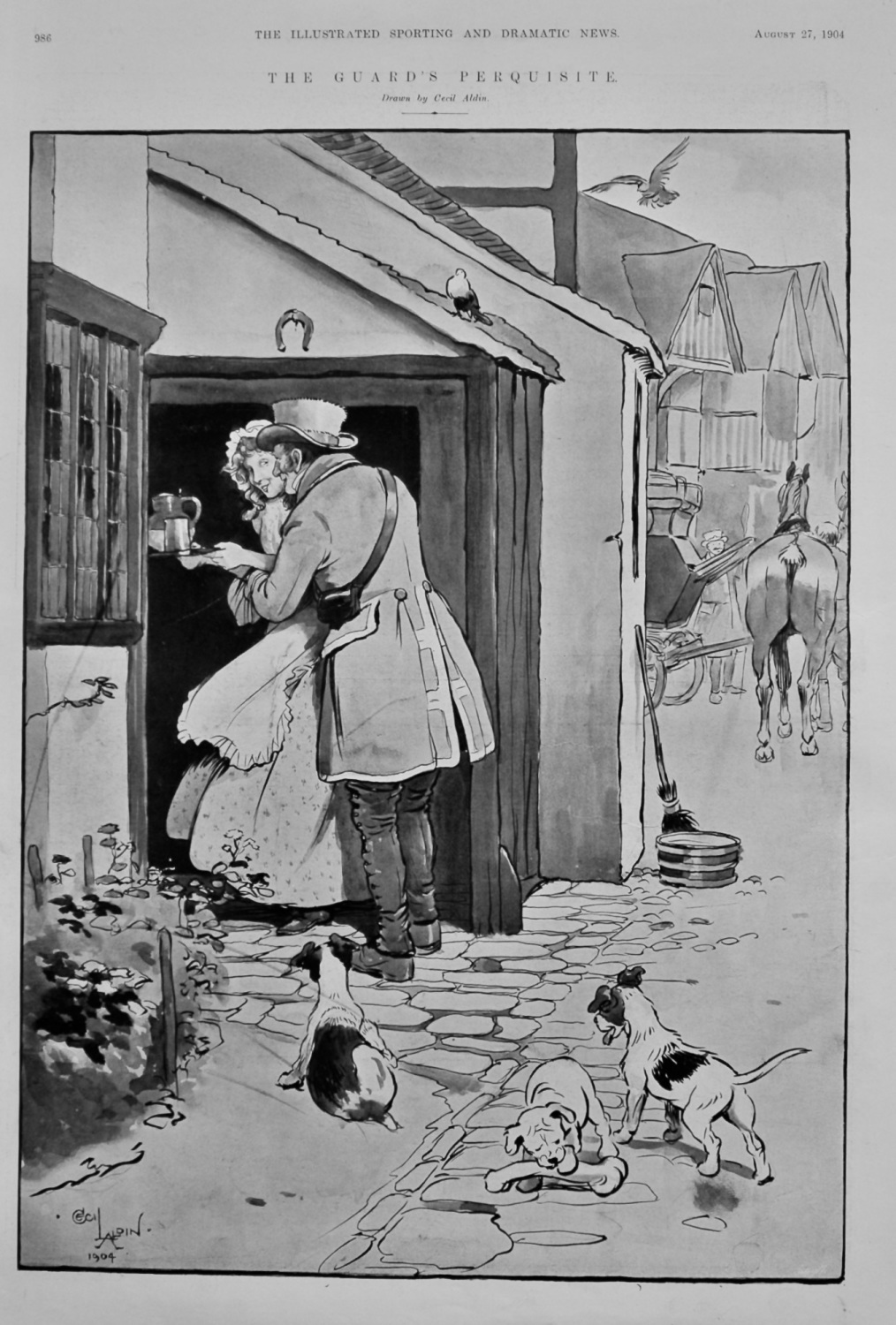 The Guard's Perquisite.  (Drawn by Cecil Aldin.)  1904.