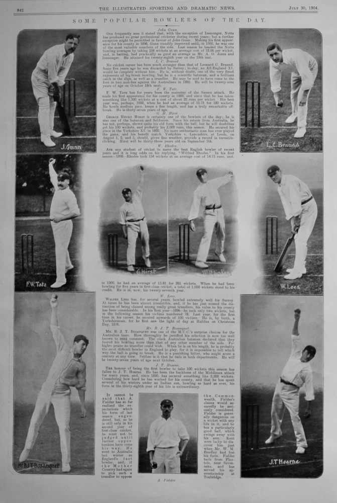 Some Popular Bowlers of the Day.  (Cricket)  1904.