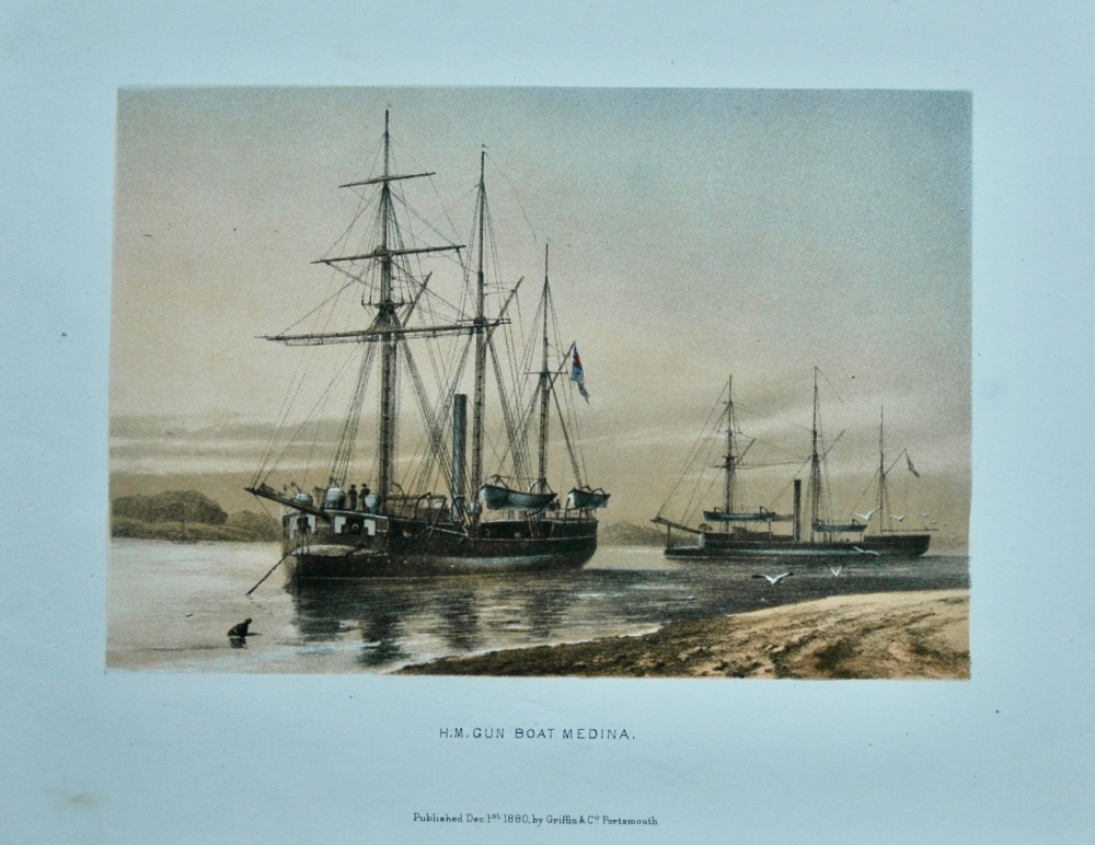 H.M. Gun Boat Medina.  (Colour Lithograph). 1880.
