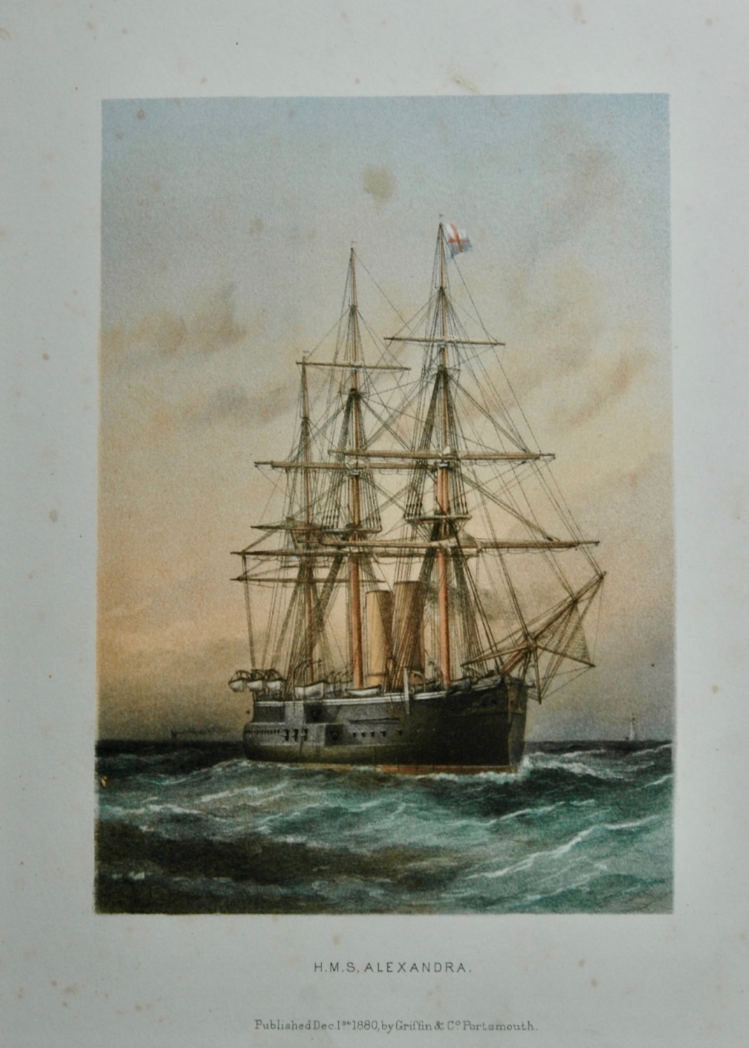 H.M.S. Alexandra.  (Colour Lithograph)  1880.