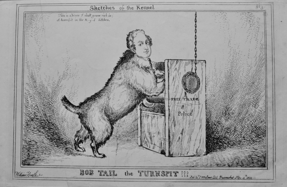 Sketches of the Kennel : Bob Tail the Turnspit !!!.  1838c.