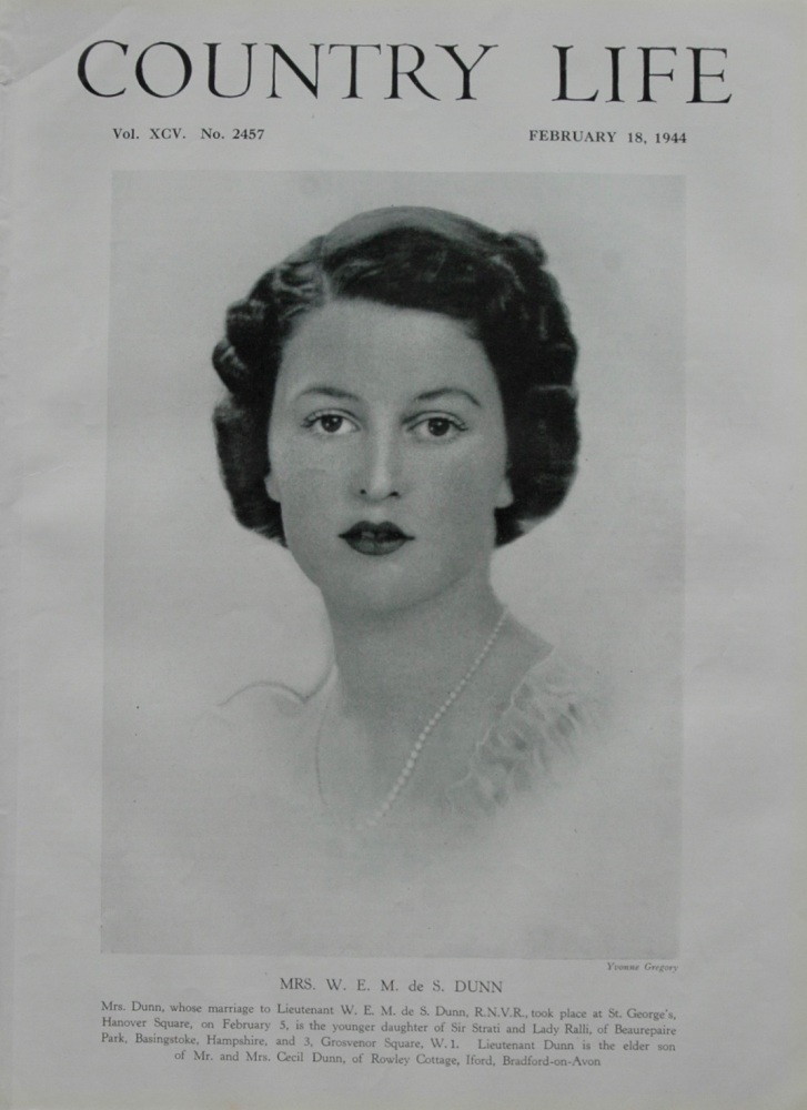 Mrs. W.E.M. de S. Dunn.  (Front Page)  1944.