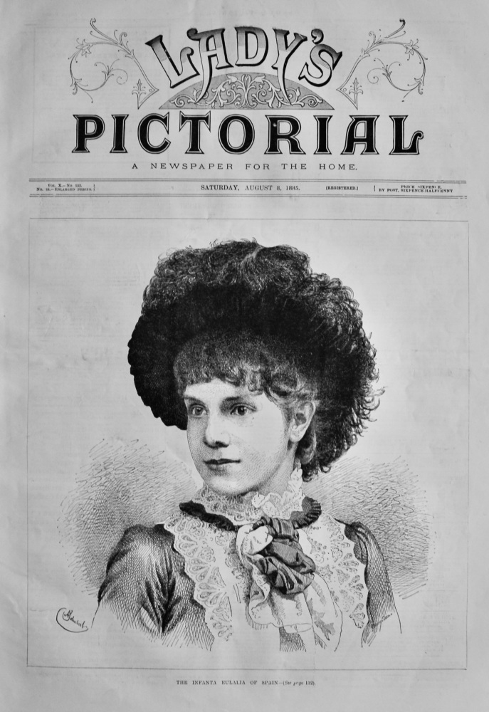 The Infanta Eulalia of Spain.  1885. (Front Page).