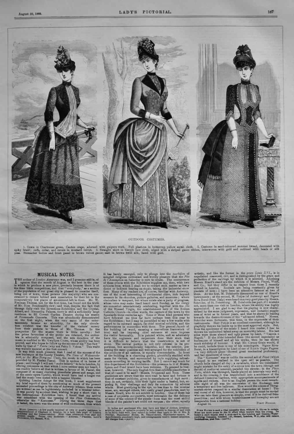 Outdoor Costumes.  1885.