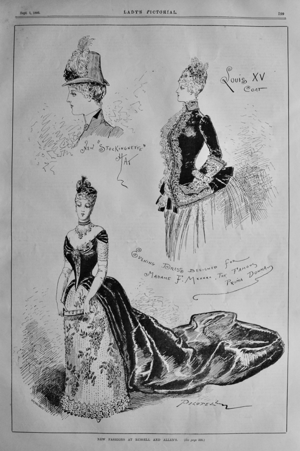 New Fashions at Russell and Allen's.  1885.