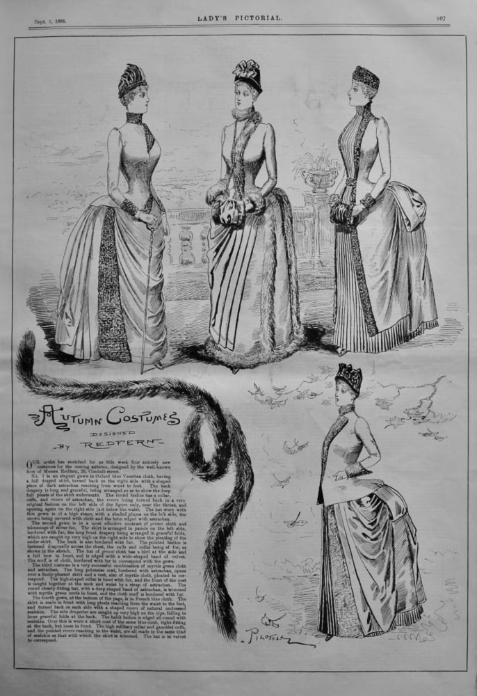 Autumn Costumes designed by Redfern.  1885.