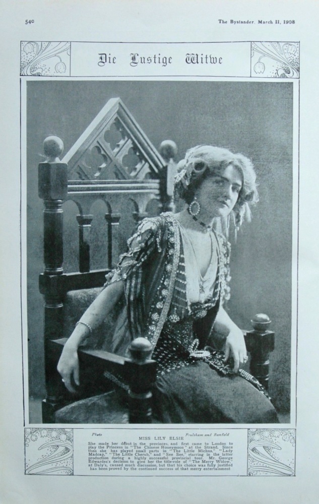 Die Lustige Witwe (The Merry Widow) at Dalys. 1908.