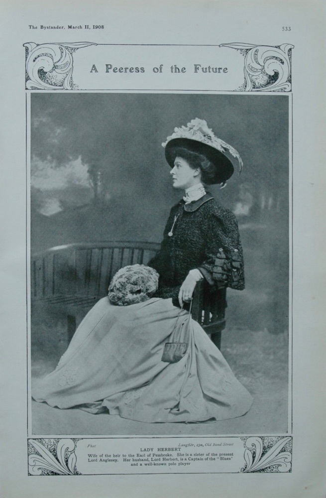 A Peeress of the Future - Lady Herbert.  1908.