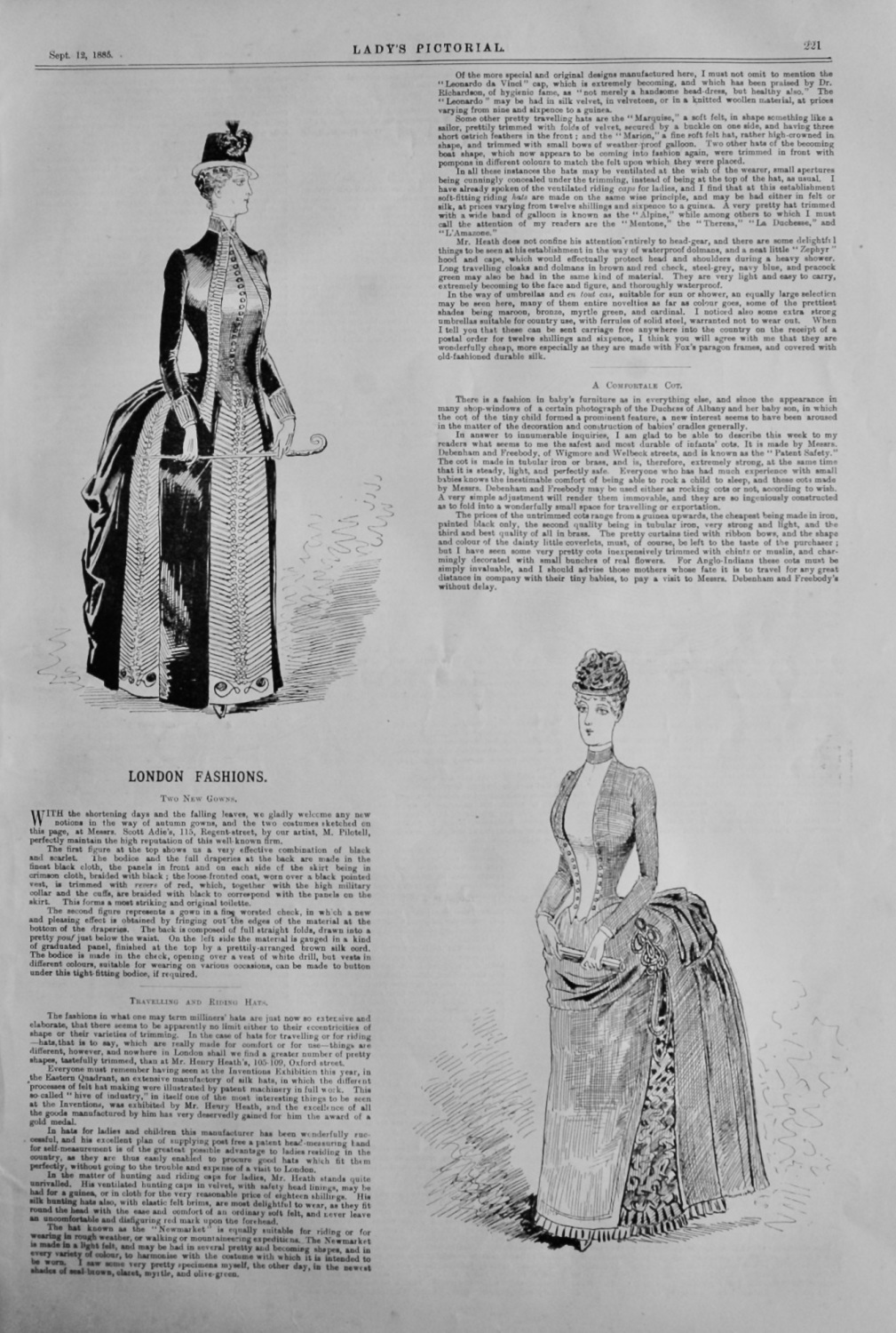 London Fashions.  (Sketches by Pilotell)   1885.