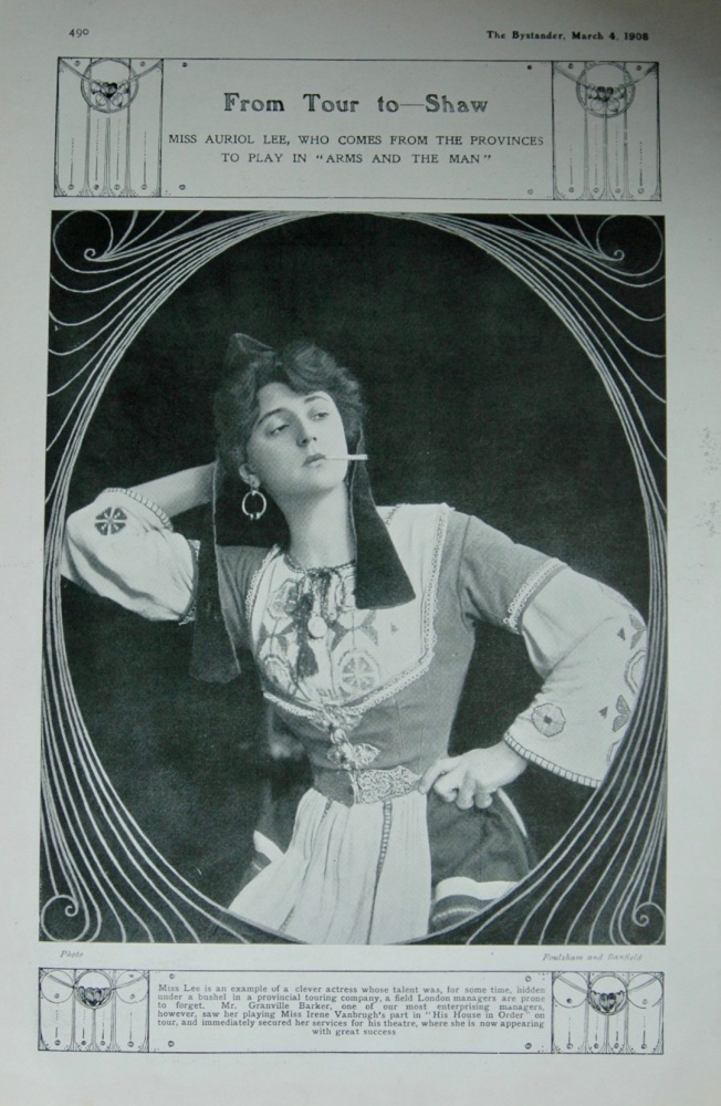 From Tour to Shaw - Miss Auriol Lee. 1908. (Actress).