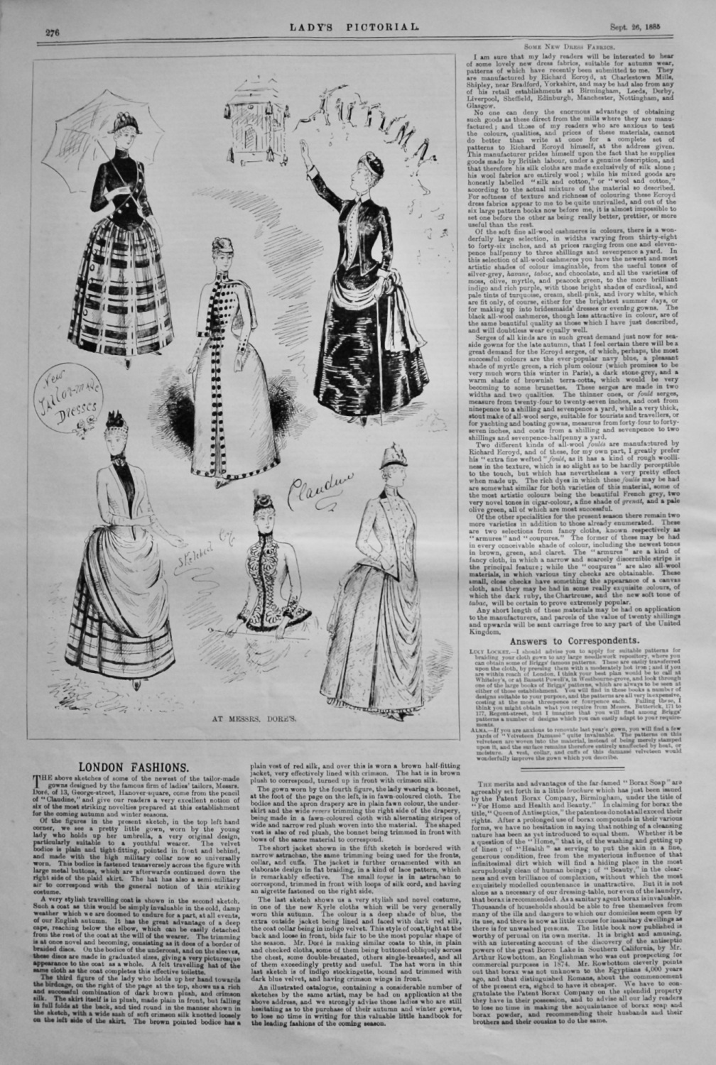 London Fashions.  1885.