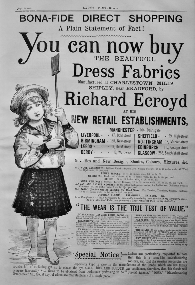 Richard Ecroyd.  (Dress Fabric).  1885.