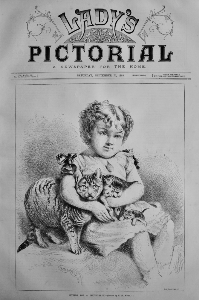 Sitting for a Photograph.- (Drawn by R. H. Moore.)  1885.