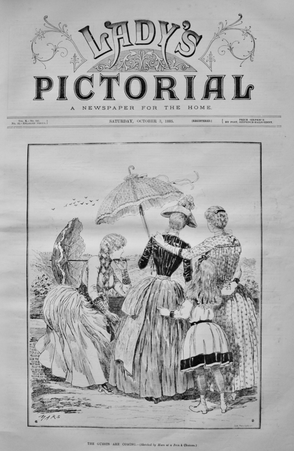 The Guests are Coming.- (Sketched by Mars at a French Chateau.)  1885.