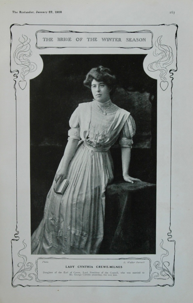 The Bride of the Winter Season : Lady Cynthia Crewe-Milnes. 1908.