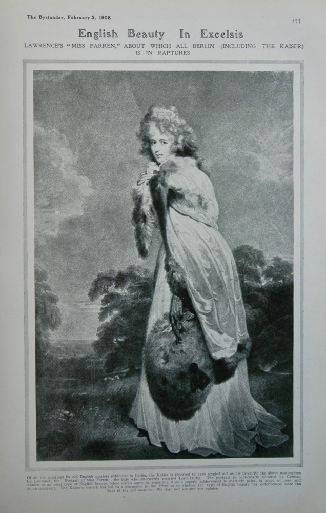 English Beauty in Excelsis : (showing a Portrait of Miss Farren.)  1908.