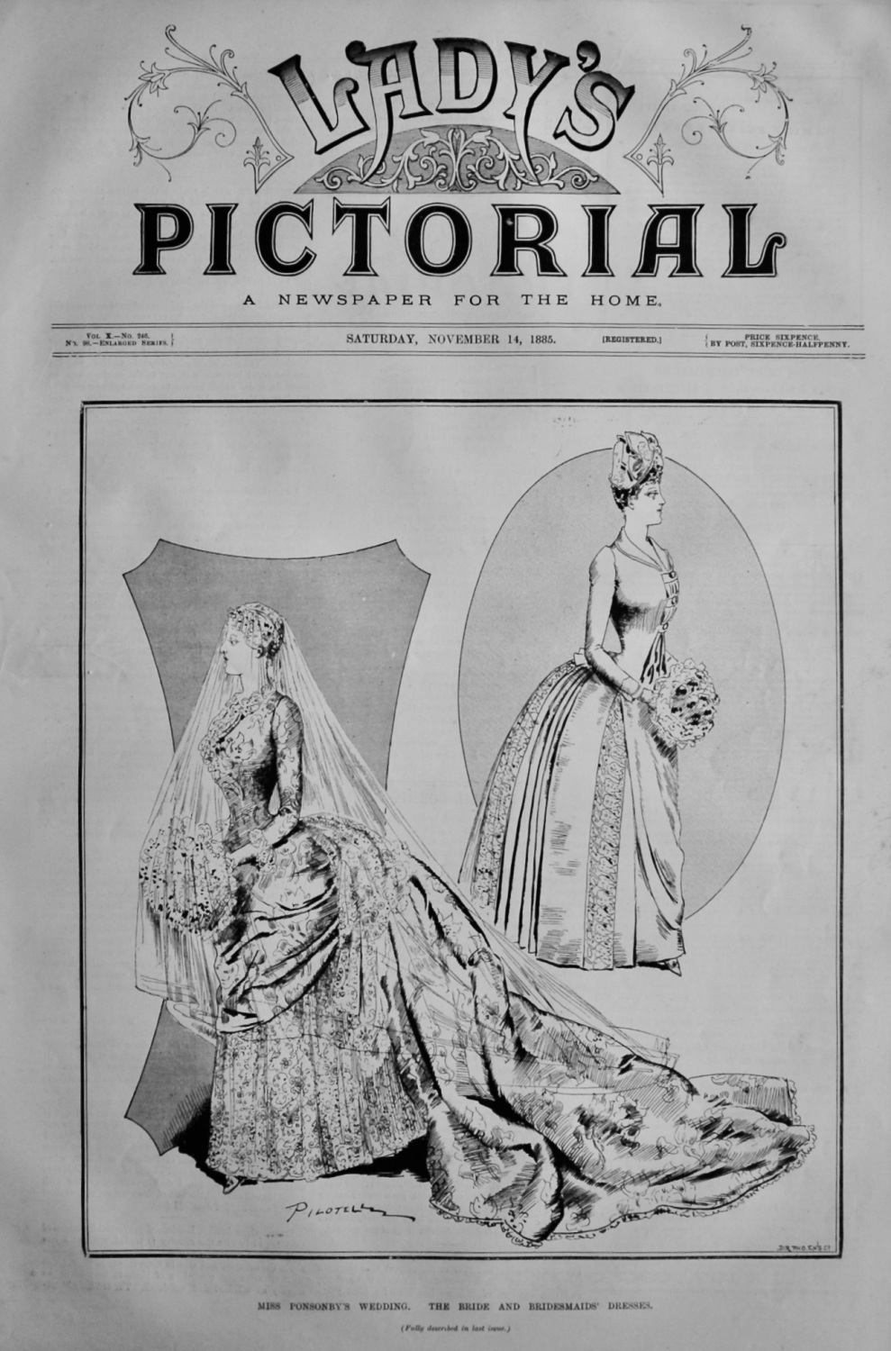 Miss Ponsonby's Wedding.  The Bride and Bridesmaids' Dresses.  1885.