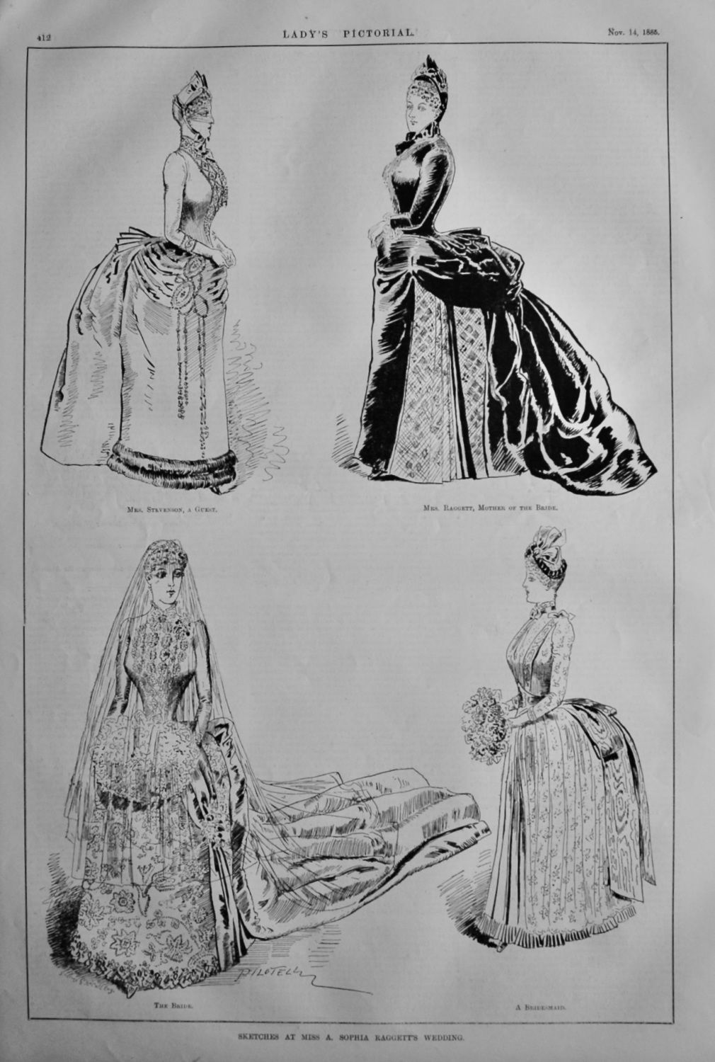 Sketches at Miss A. Sophia Raggett's Wedding.  1885.