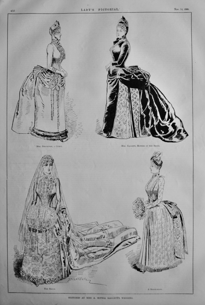 Sketches at Miss A. Sophia Raggett's Wedding.  1885.