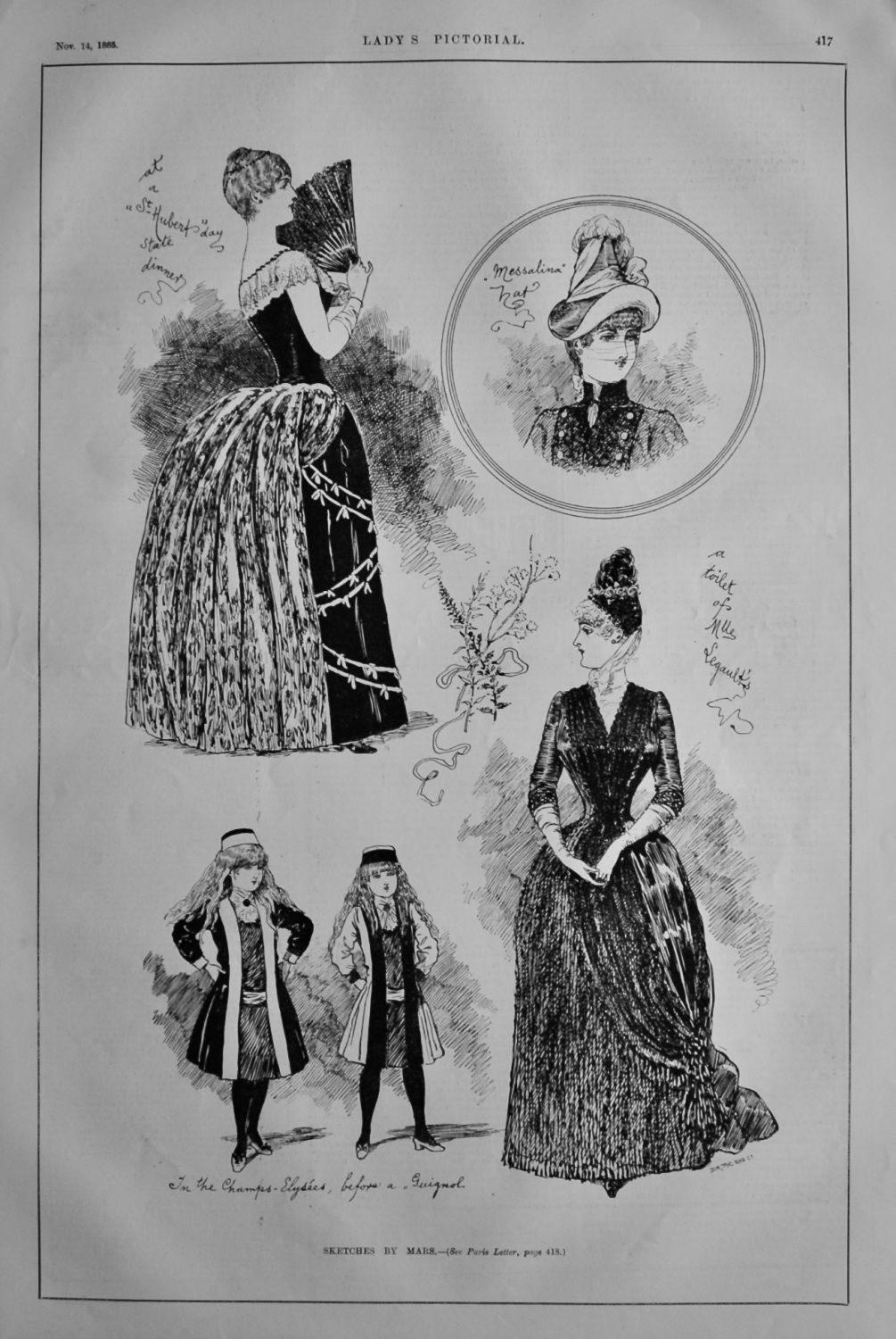 Fashion Sketches by Mars.  1885.