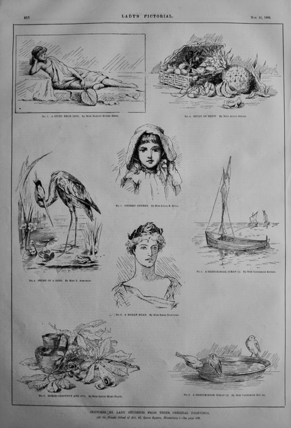Sketches by Lady Students from their Original Paintings.  1885.