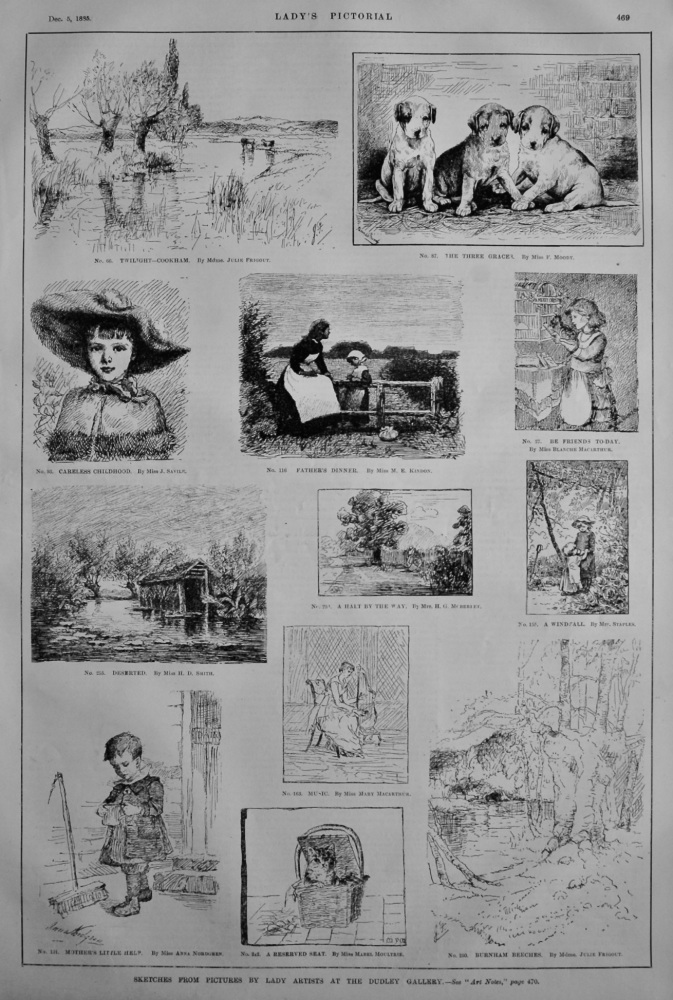 Sketches from Pictures by Lady Artists at the Dudley Gallery.  1885.