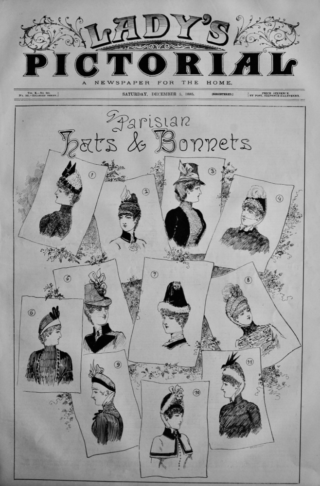 Parisian Hats & Bonnets.  1885. 