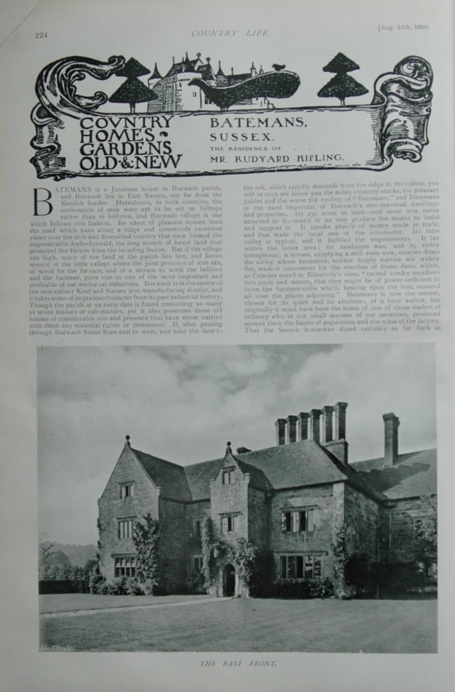 Batemans, Sussex, the Residence of Mr. Rudyard Kipling.  1908.