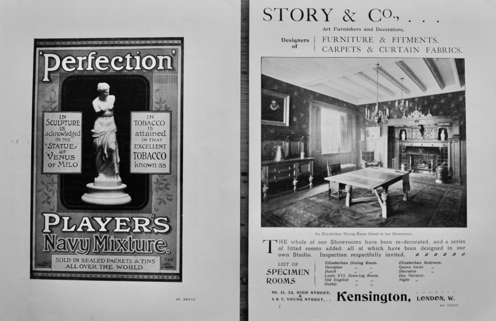 Story & Co.  &  'Perfection' Player's Navy Mixture, Tobacco.  1902.