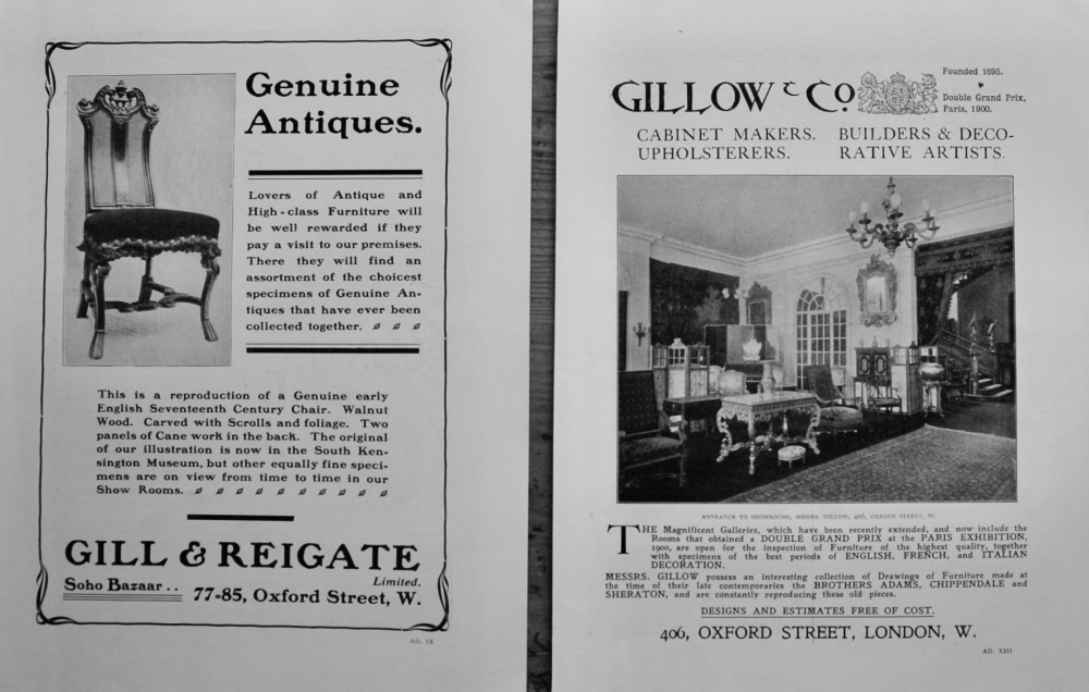 Gill & Reigate Ltd.  &  Gillow & Co.   1902.
