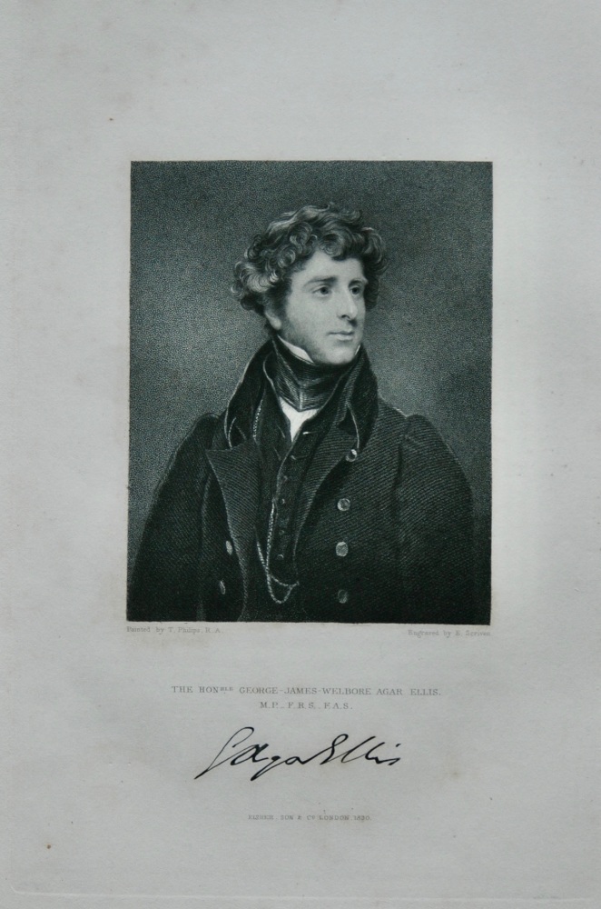 The Hon. George James Welbore Agar Ellis. M.P.  F.R.S.  F.A.S.  1831.