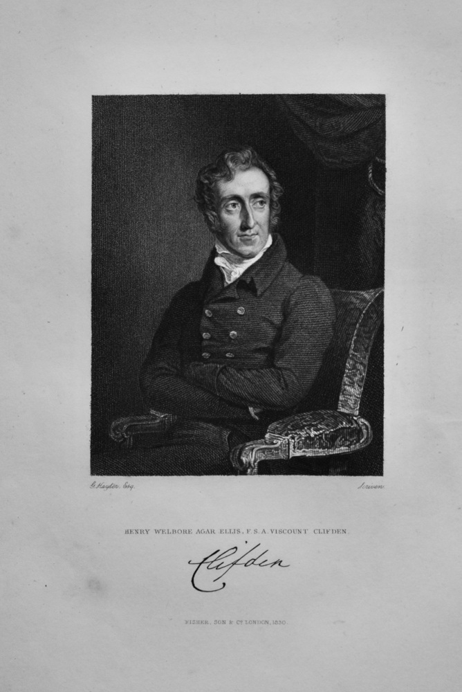 Henry Welbore Agar Ellis, F.S.A. Viscount Clifden.  1831.