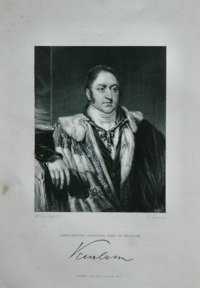 James Walter Grimston, Earl of Verulam.  1831.