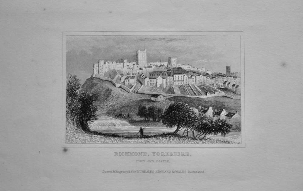 Richmond, Yorkshire, Town and Castle.  1845.